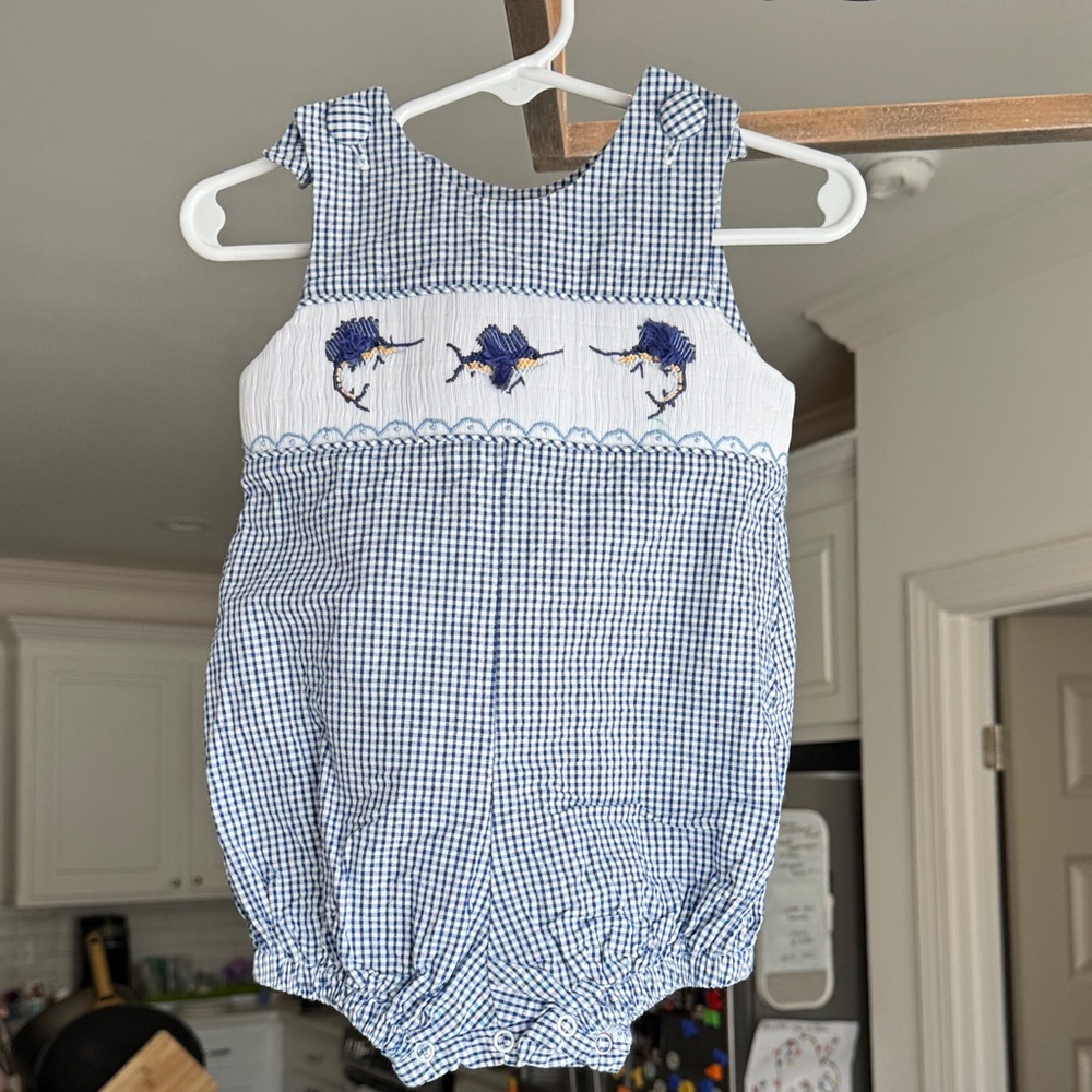 Blue Gingham Kids Matching Set